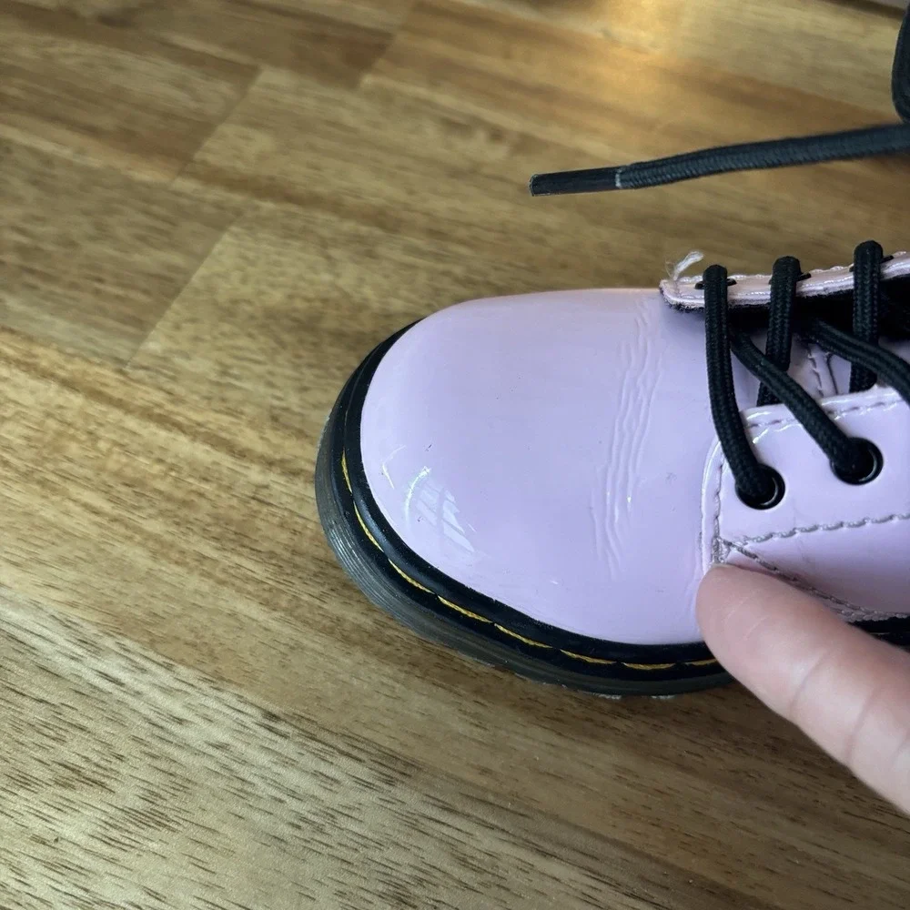 Dr. Martens 1460 Toddler Boots Pink Patent Leather Size 7 US Side Zip NO INSOLES